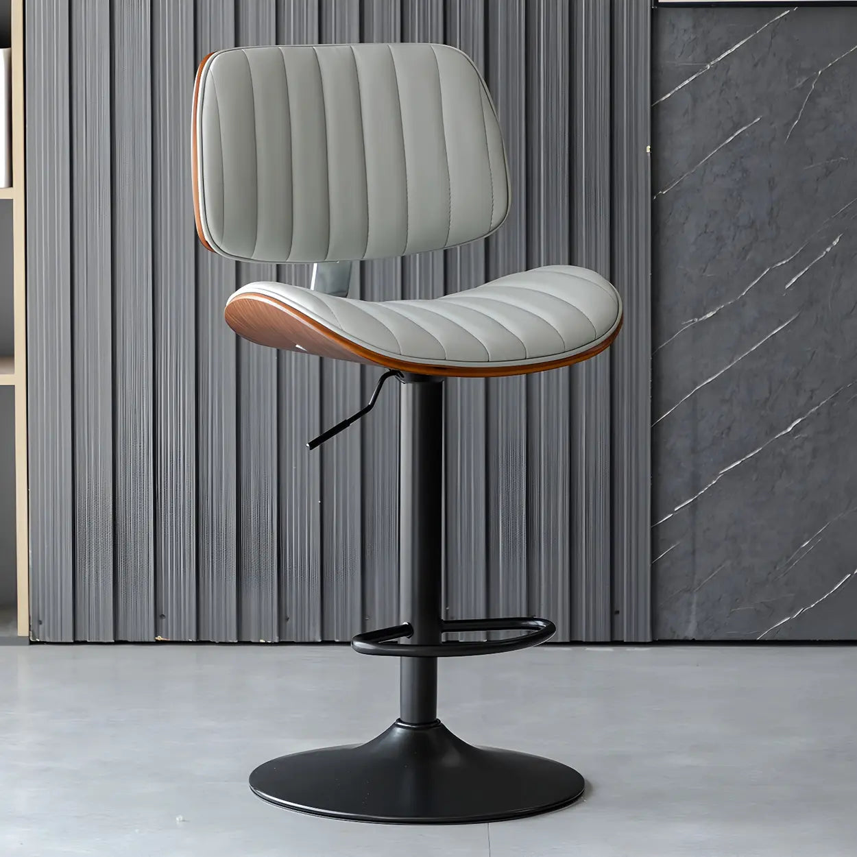 Adjustable Armless Bucket Leather Swivel Bar Stool Image - 20