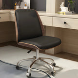 Adjustable Armless Faux Leather Swivel Black Office Chair Image - 1