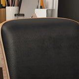 Adjustable Armless Faux Leather Swivel Black Office Chair Image - 10