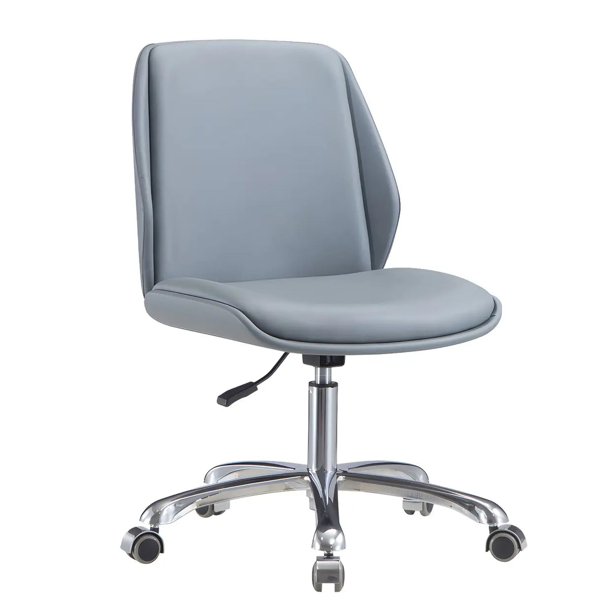 Adjustable Armless Faux Leather Swivel Black Office Chair Image - 11