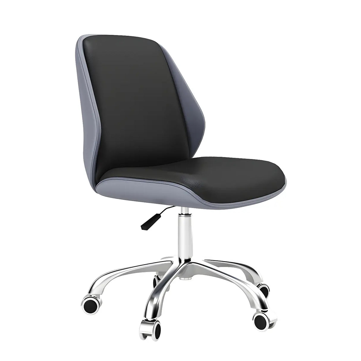 Adjustable Armless Faux Leather Swivel Black Office Chair Image - 13