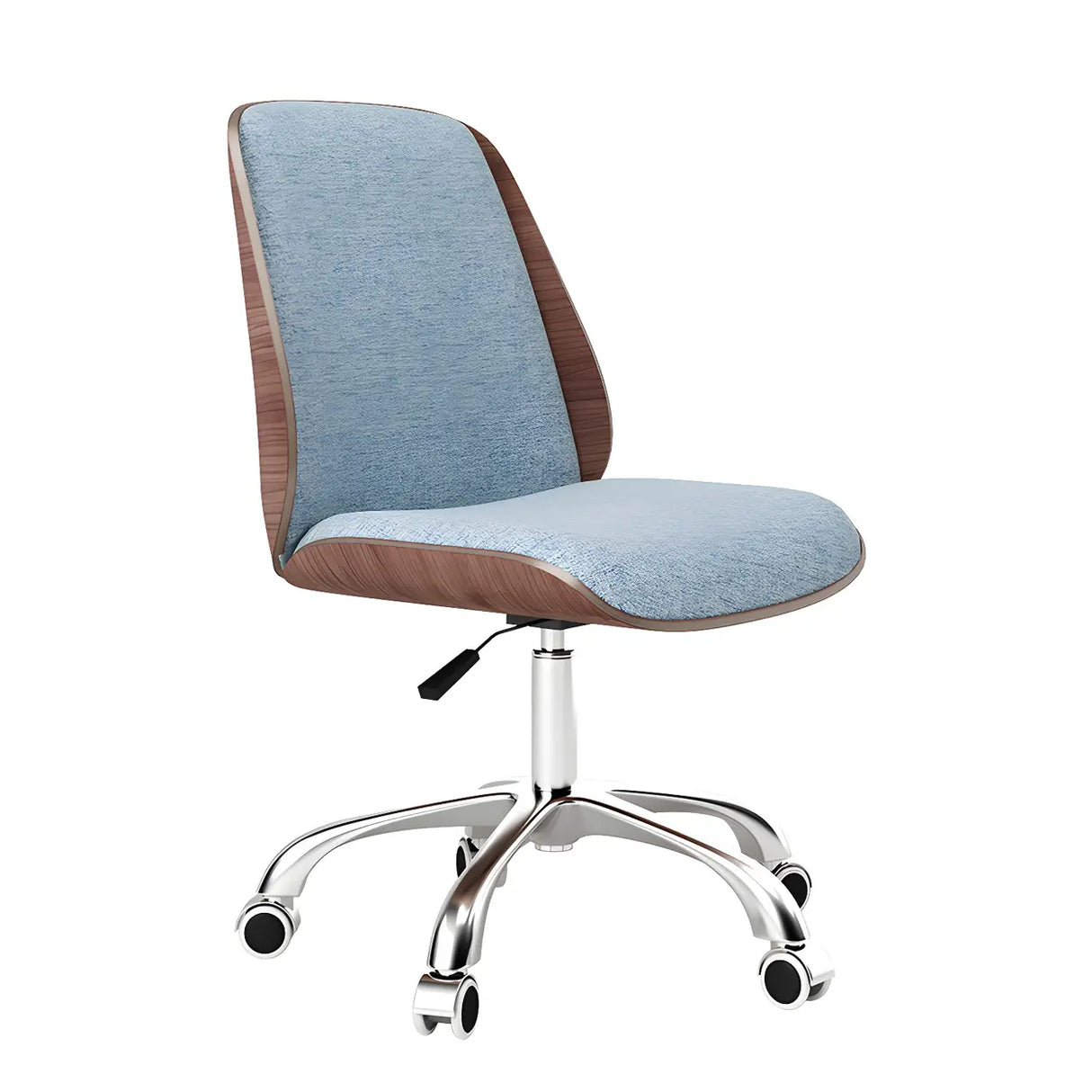 Adjustable Armless Faux Leather Swivel Black Office Chair Image - 14