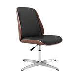 Adjustable Armless Faux Leather Swivel Black Office Chair Image - 17