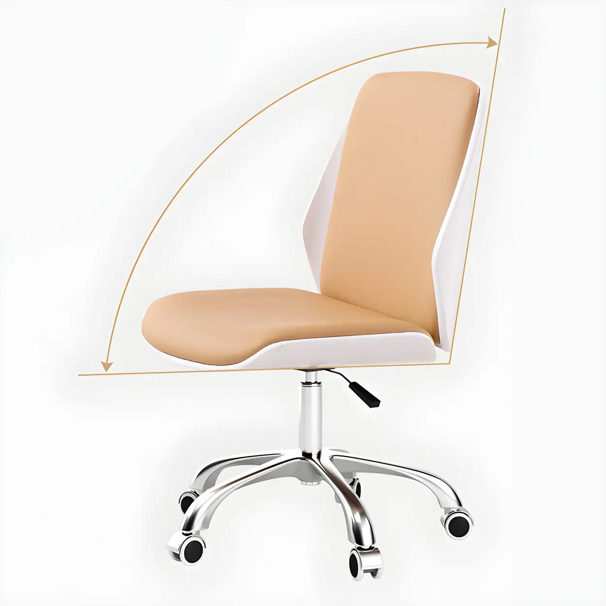 Adjustable Armless Faux Leather Swivel Black Office Chair Image - 18