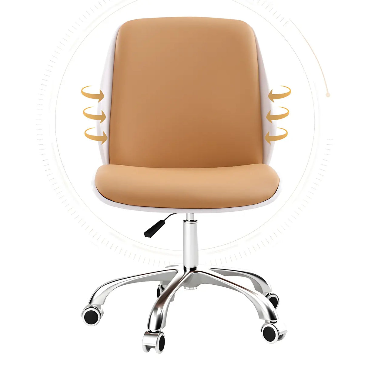 Adjustable Armless Faux Leather Swivel Black Office Chair Image - 20