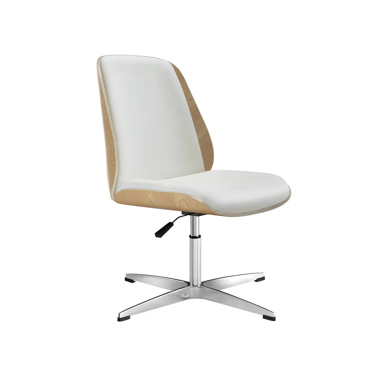 Adjustable Armless Faux Leather Swivel Black Office Chair Image - 21