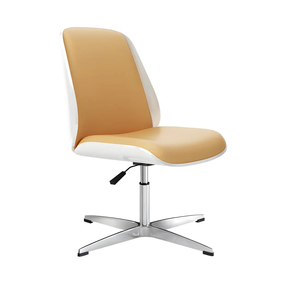 Adjustable Armless Faux Leather Swivel Black Office Chair Image - 23