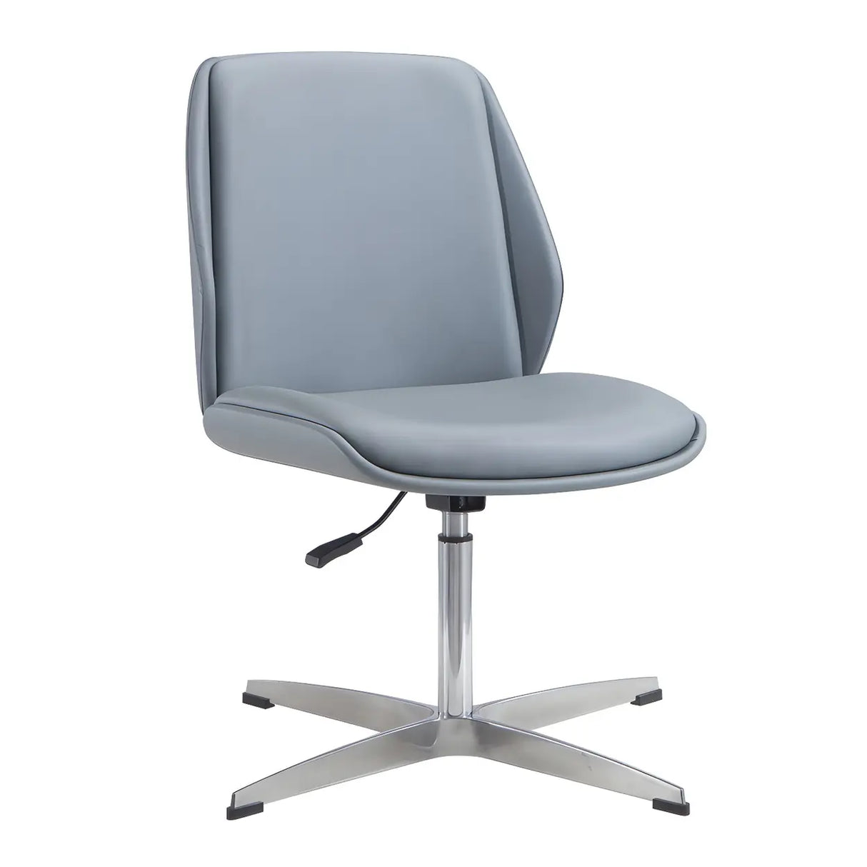 Adjustable Armless Faux Leather Swivel Black Office Chair Image - 26