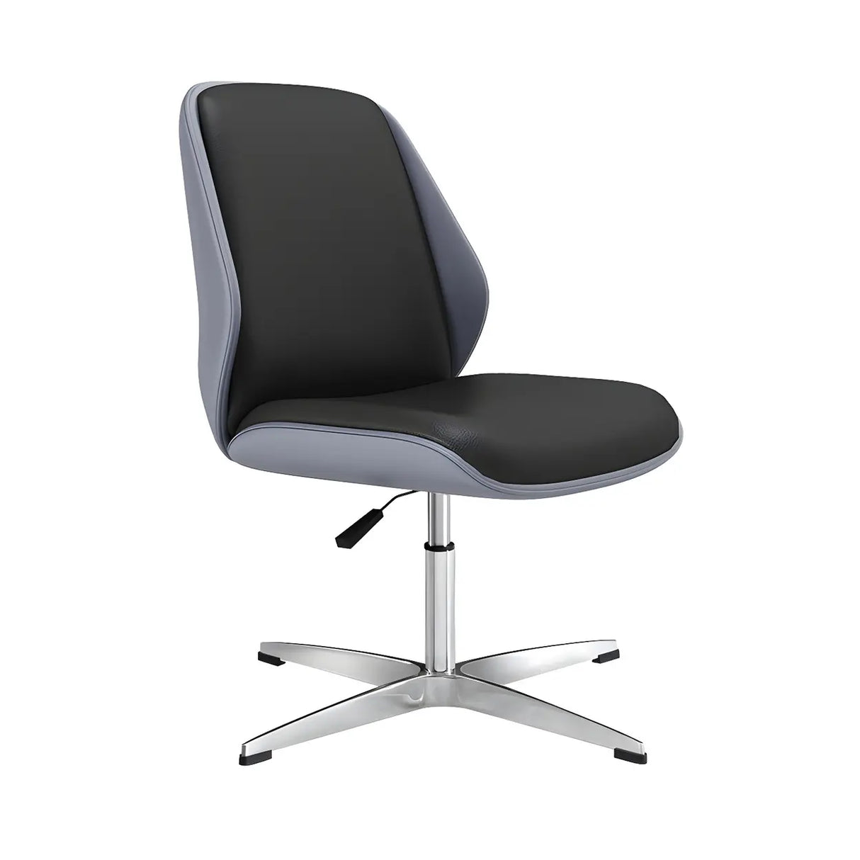 Adjustable Armless Faux Leather Swivel Black Office Chair Image - 27