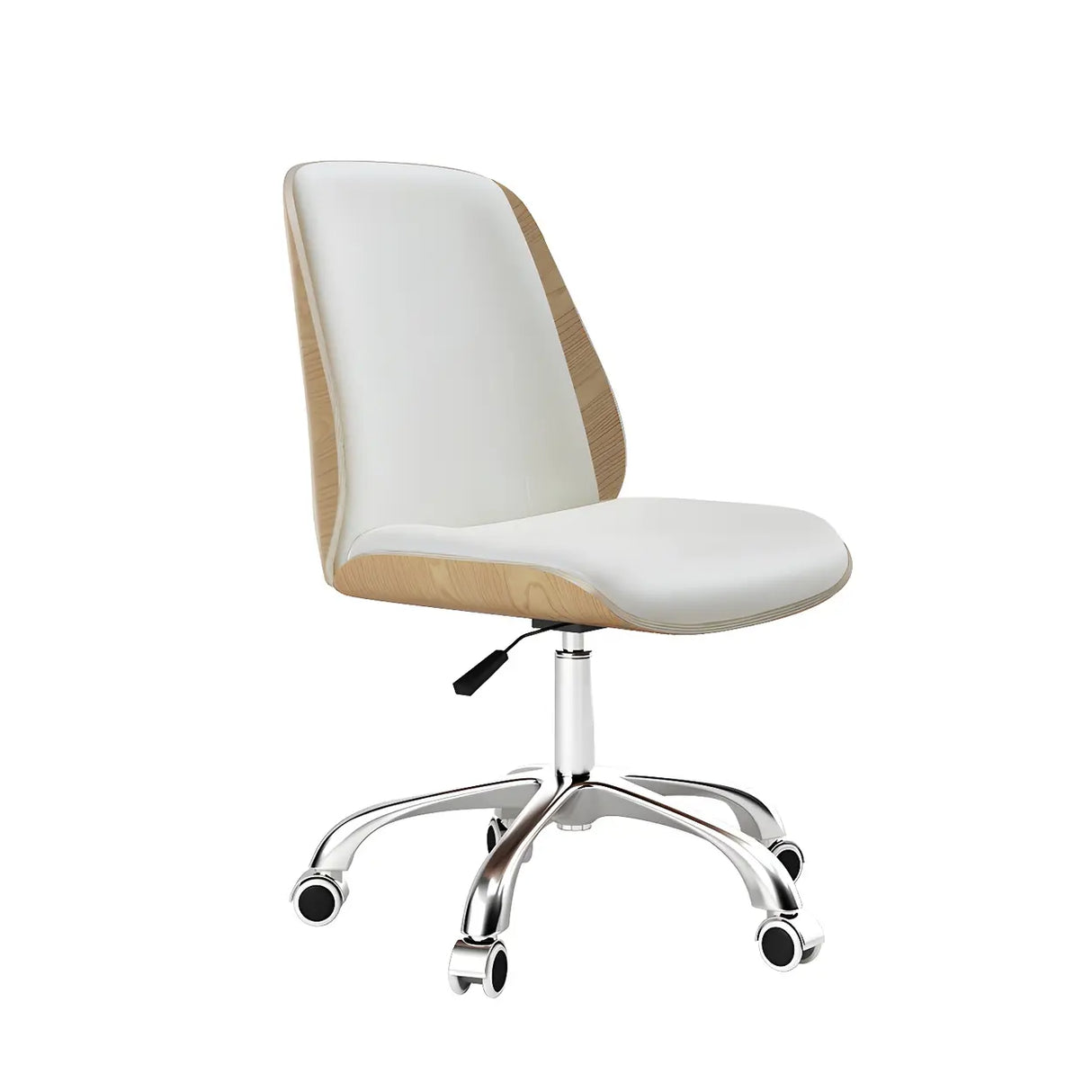 Adjustable Armless Faux Leather Swivel Black Office Chair Image - 3