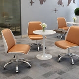 Adjustable Armless Faux Leather Swivel Black Office Chair Image - 7