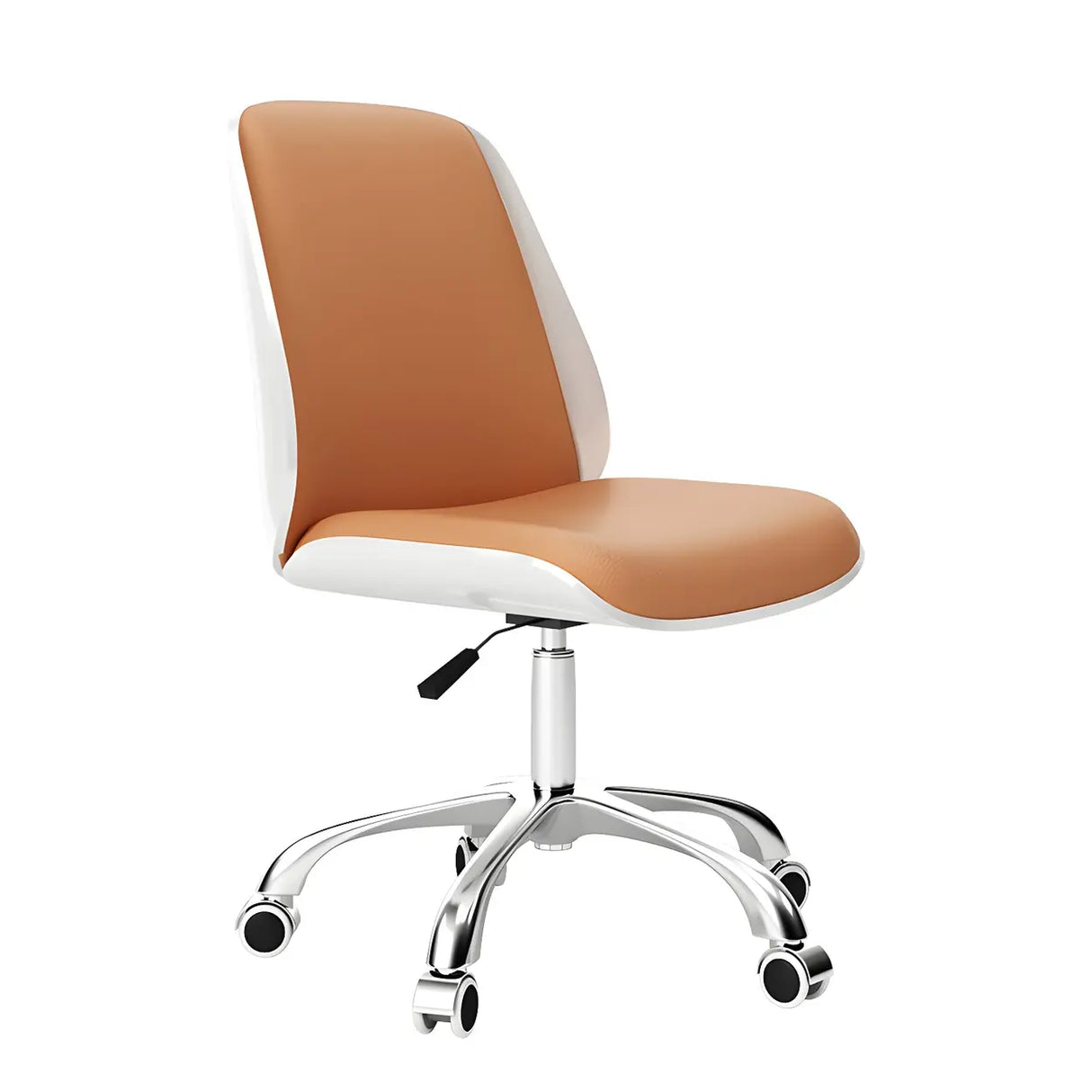 Adjustable Armless Faux Leather Swivel Black Office Chair Image - 8