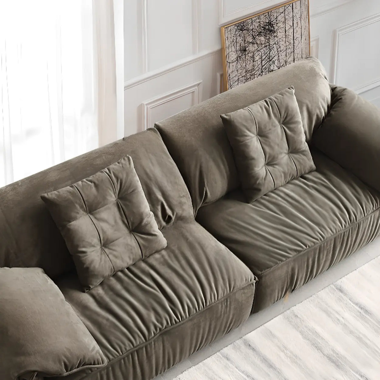Adjustable Armrest Height Abrasive Cloth Pillow Sofa Image - 6