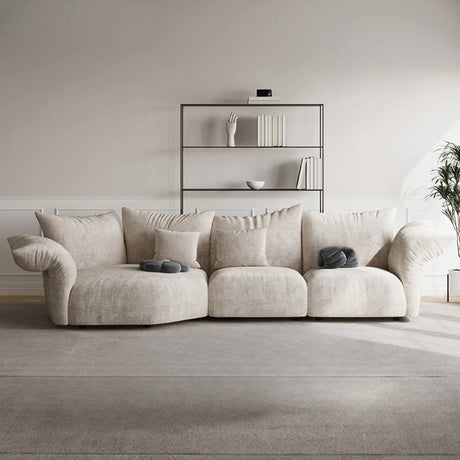 Adjustable Armrest Height Chenille Flared Arm Sofa Image - 1