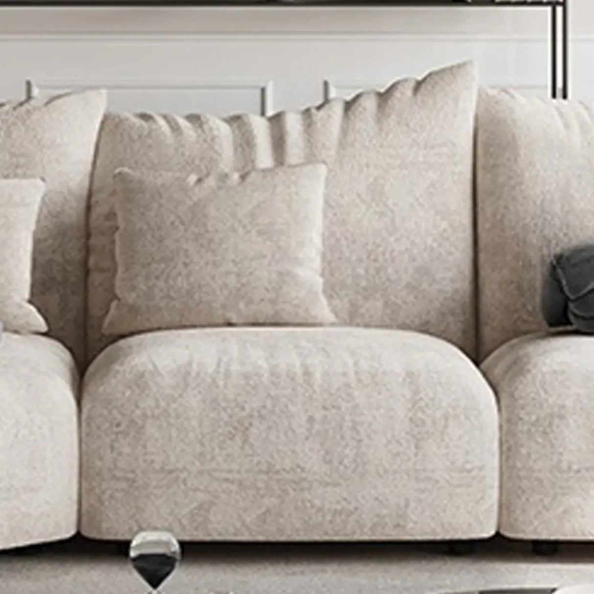 Adjustable Armrest Height Chenille Flared Arm Sofa Image - 12