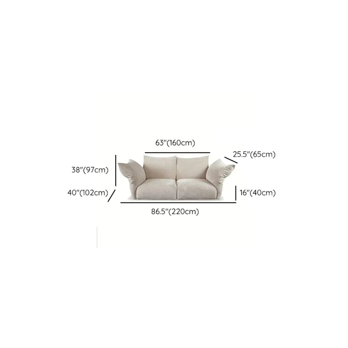 Adjustable Armrest Height Chenille Flared Arm Sofa Image - 14
