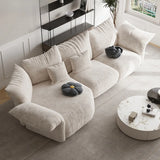 Adjustable Armrest Height Chenille Flared Arm Sofa Image - 6