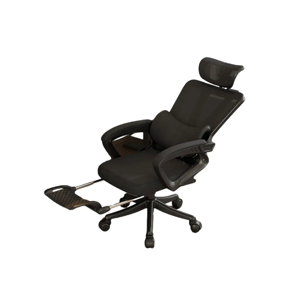 Adjustable Armrest Height Ergonomic Task Office Black Chair Image - 5
