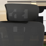 Adjustable Armrest Height Ergonomic Task Office Black Chair Image - 7