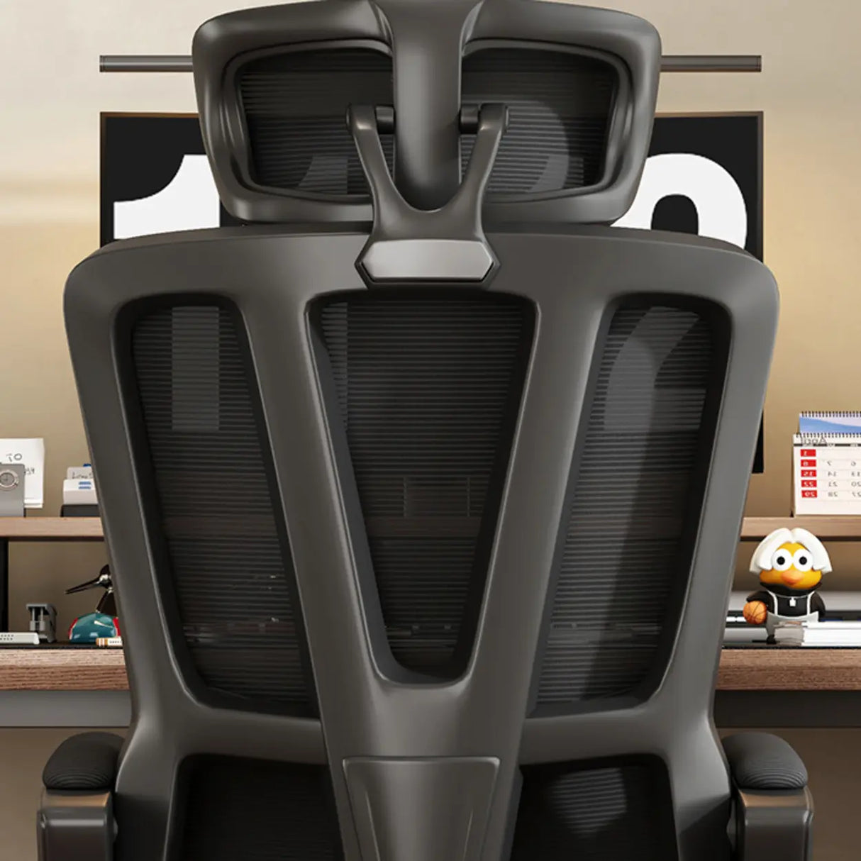 Adjustable Armrest Height Ergonomic Task Office Black Chair Image - 9
