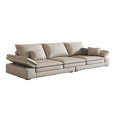 Adjustable Armrest Height Off-White Tech Cloth Sofa Image - 14