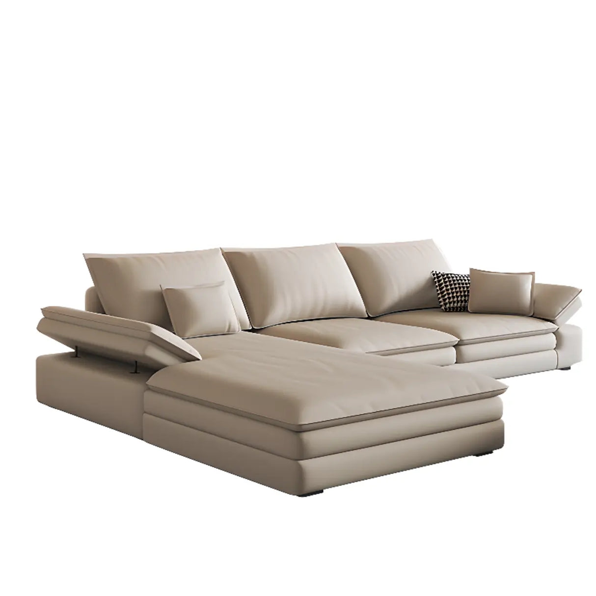 Adjustable Armrest Height Off-White Tech Cloth Sofa Image - 15