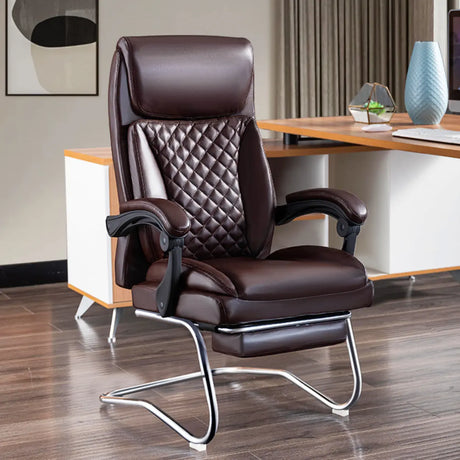 Adjustable Arms Modern Ergonomic Leather Office Chair Image - 1