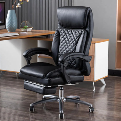 Adjustable Arms Modern Ergonomic Leather Office Chair Image - 2