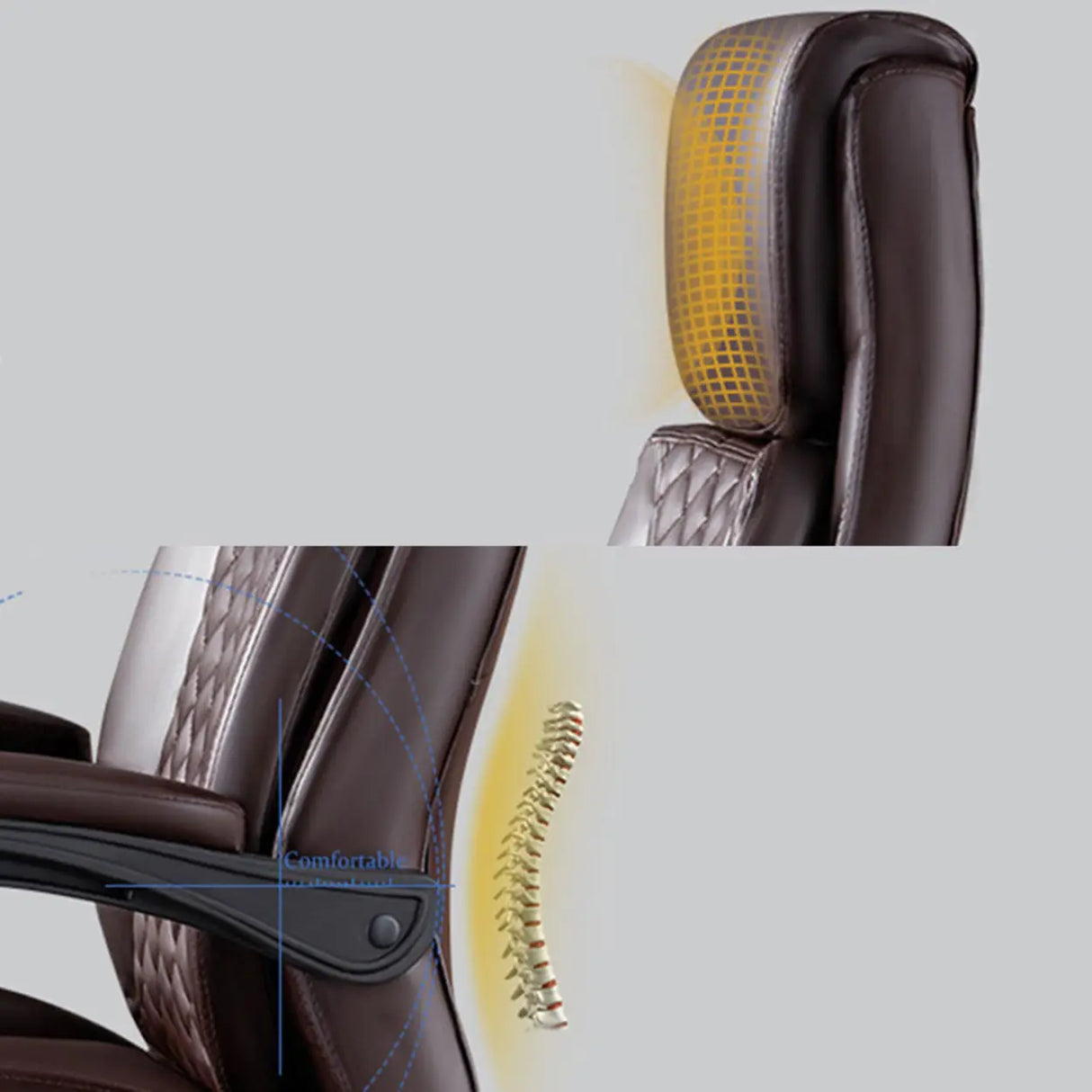 Adjustable Arms Modern Ergonomic Leather Office Chair Image - 8