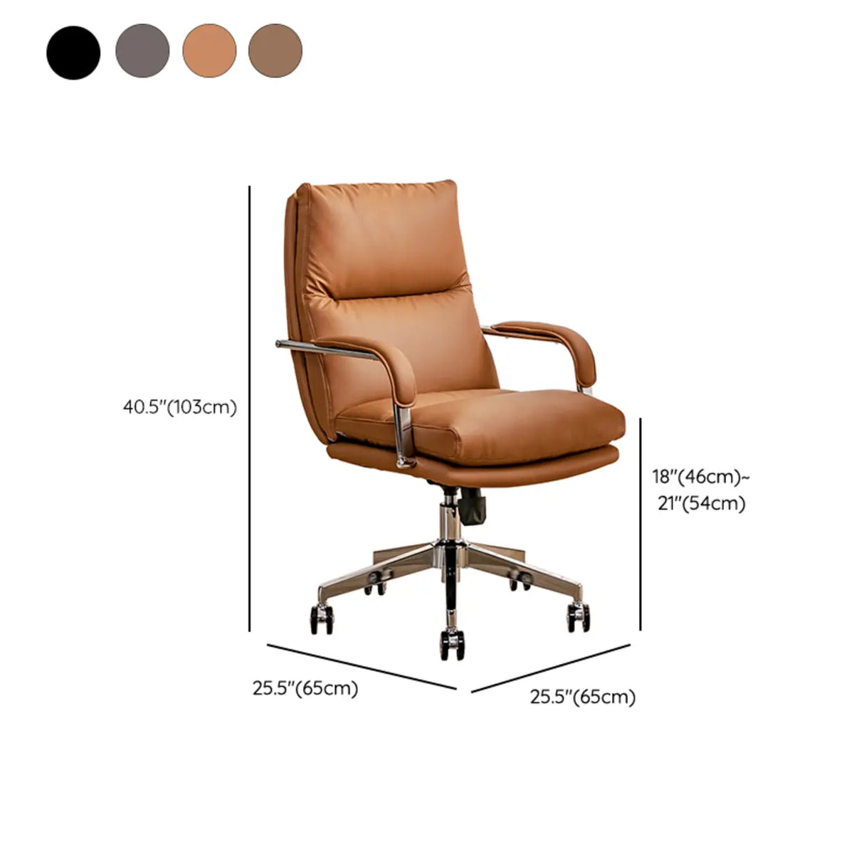 Adjustable Arms Swivel Ergonomic Leather Office Chair 