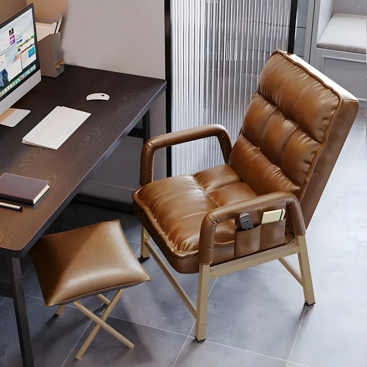 Adjustable Back Angle Mid Back Padded Dark Gray Task Chair Image - 10