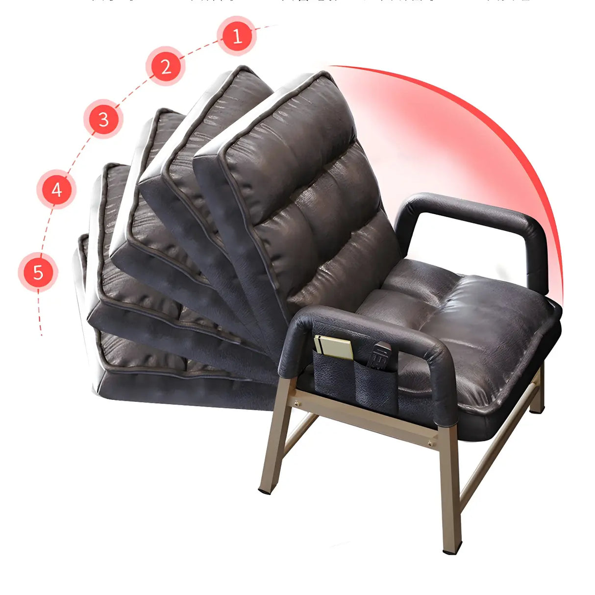 Adjustable Back Angle Mid Back Padded Dark Gray Task Chair Image - 12