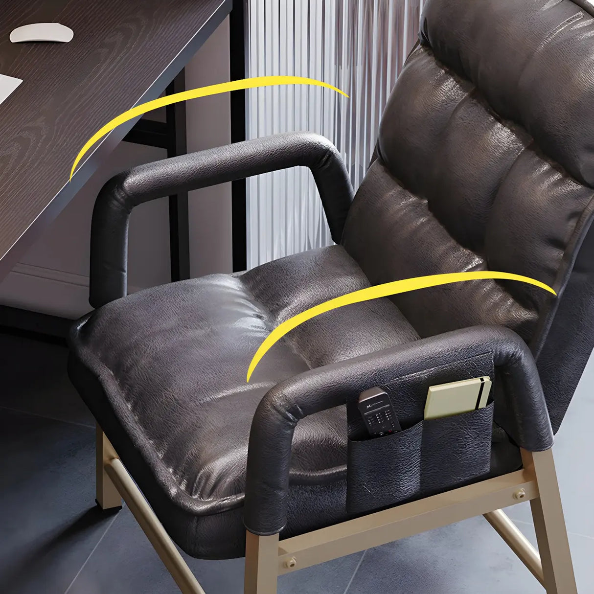 Adjustable Back Angle Mid Back Padded Dark Gray Task Chair Image - 17