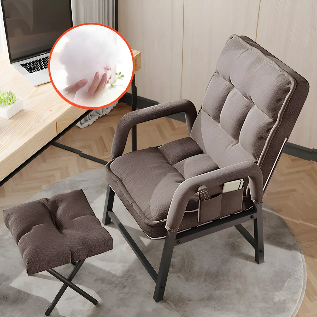 Adjustable Back Angle Mid Back Padded Dark Gray Task Chair Image - 21