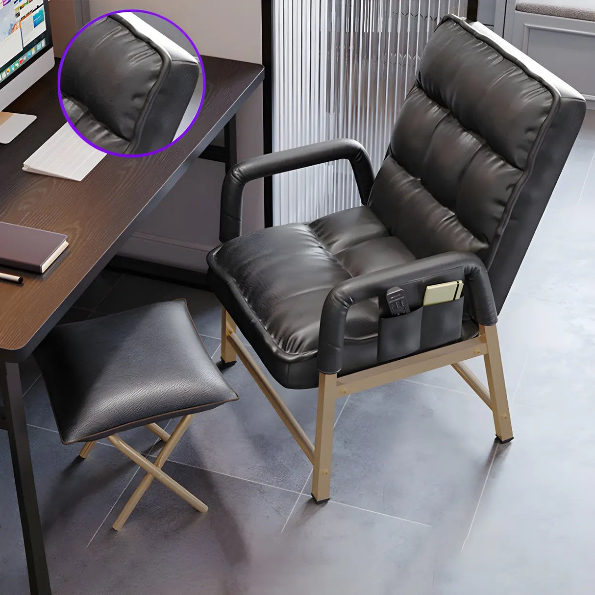 Adjustable Back Angle Mid Back Padded Dark Gray Task Chair Image - 23