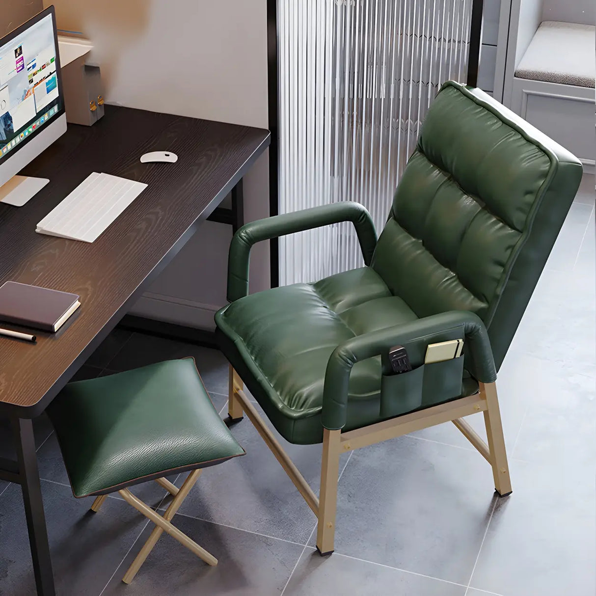 Adjustable Back Angle Mid Back Padded Dark Gray Task Chair Image - 4