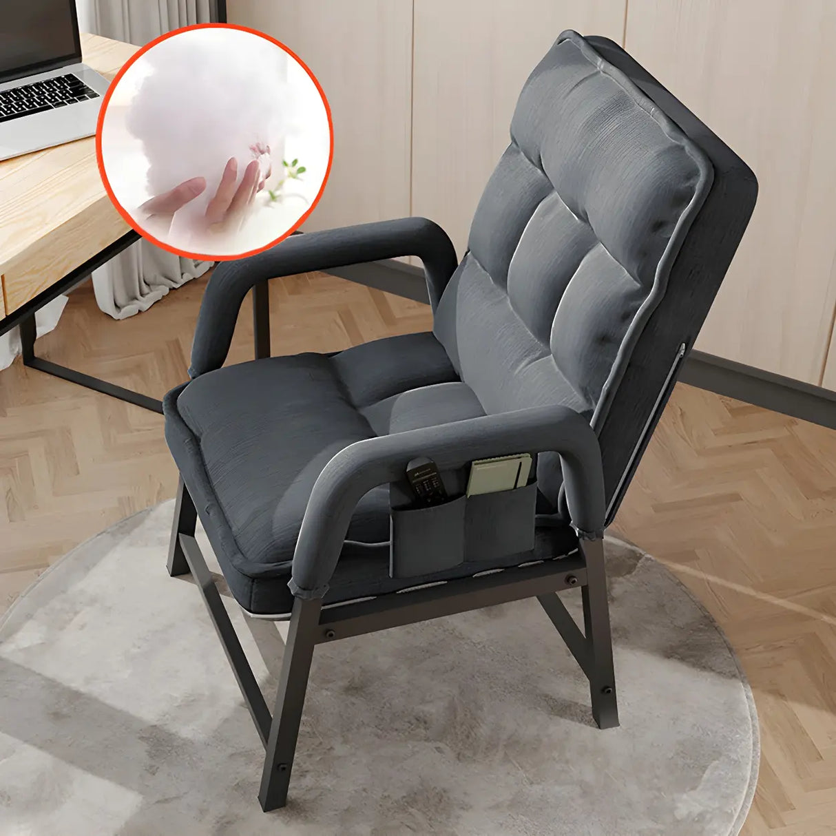 Adjustable Back Angle Mid Back Padded Dark Gray Task Chair Image - 5