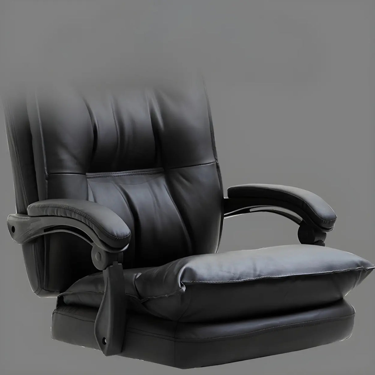 Adjustable Back Off-White Leather Office Chair with Casters Image - 11