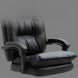 Adjustable Back Off-White Leather Office Chair with Casters Image - 11