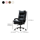 Adjustable Back Off-White Leather Office Chair with Casters #size