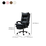 Adjustable Back Off-White Leather Office Chair with Casters Image - 14