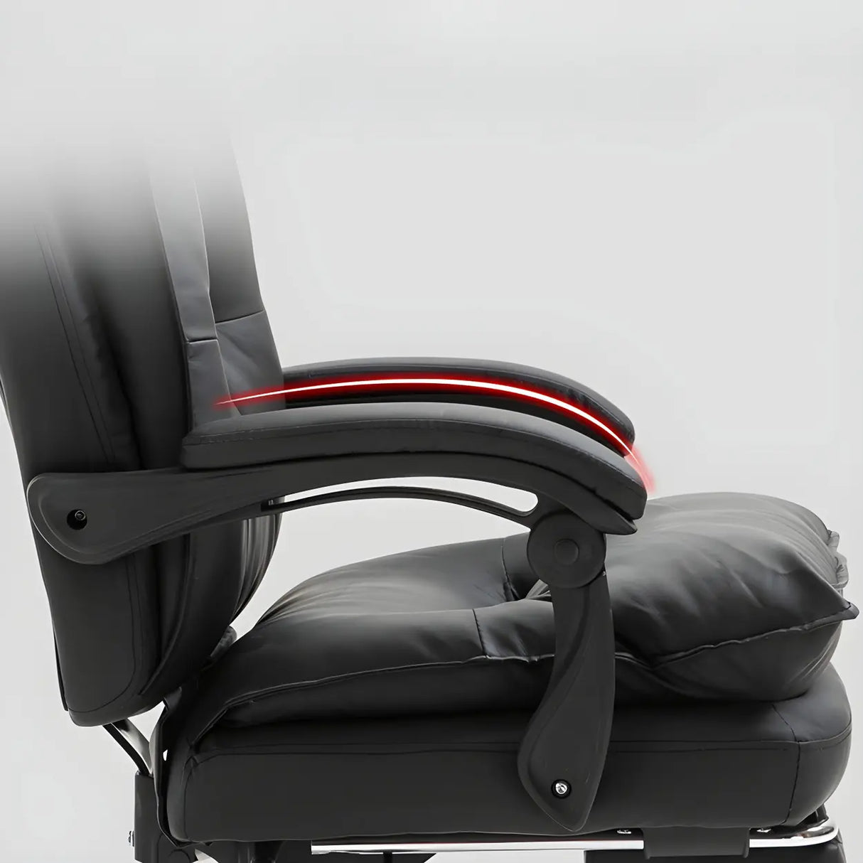 Adjustable Back Off-White Leather Office Chair with Casters Image - 8