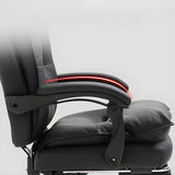 Adjustable Back Off-White Leather Office Chair with Casters Image - 8