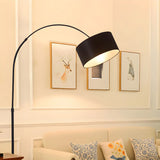 Adjustable Bedroom White Cylinder and Arc Floor Lamp Image - 15