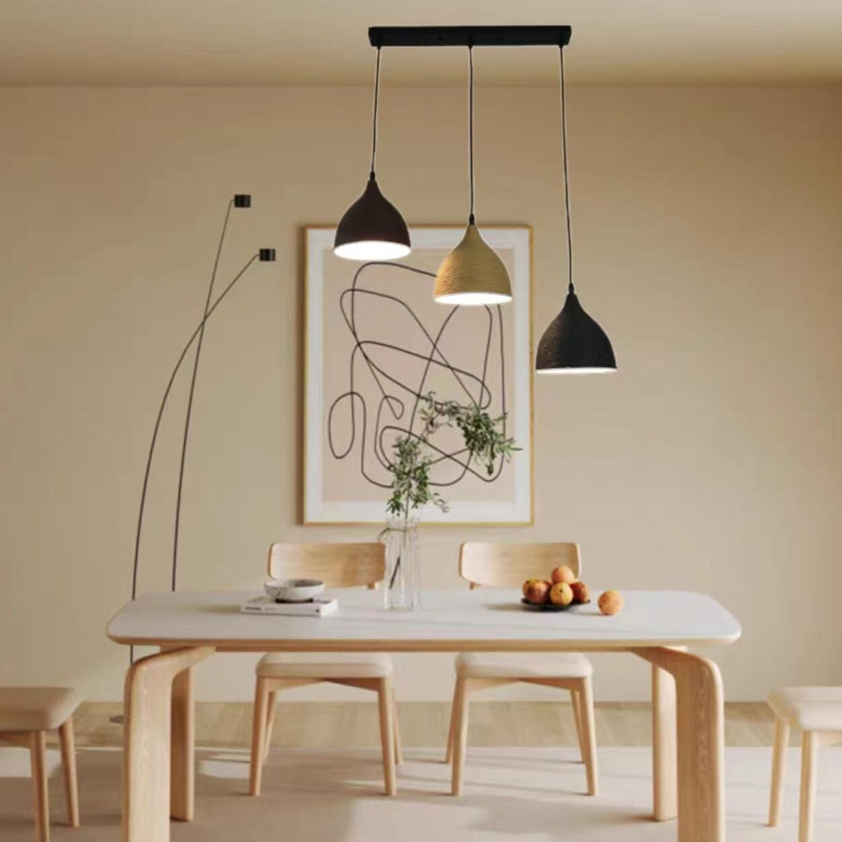Adjustable Black Cone 3-Light Hanging Island Light Image - 1