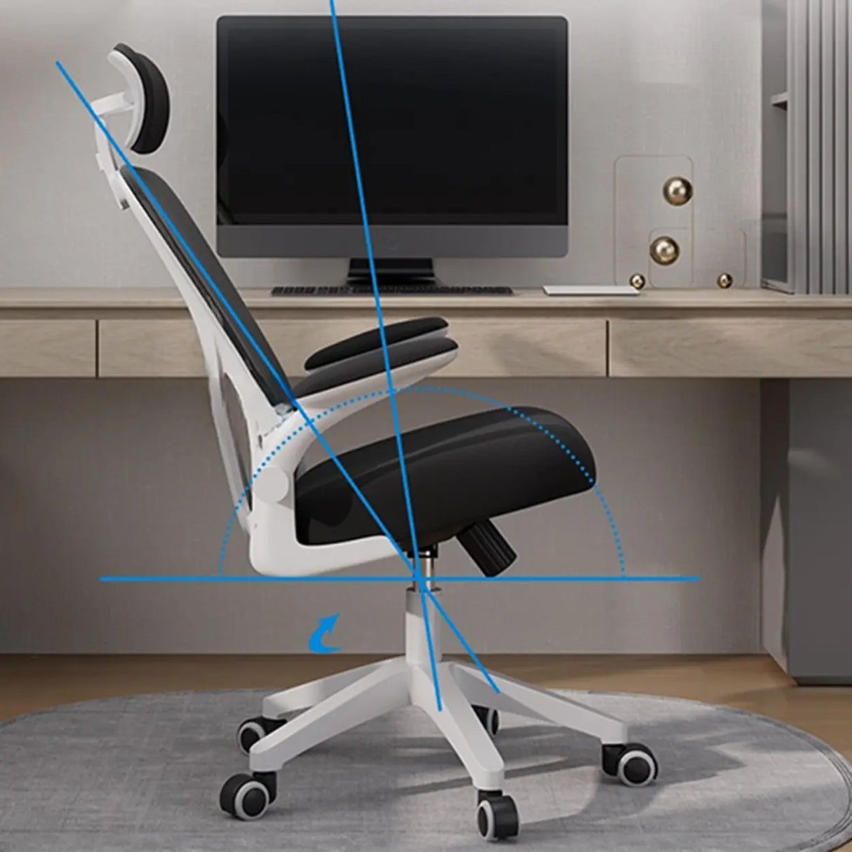Adjustable Black Ergonomic Swivel Office Chair with Headrest Image - 2