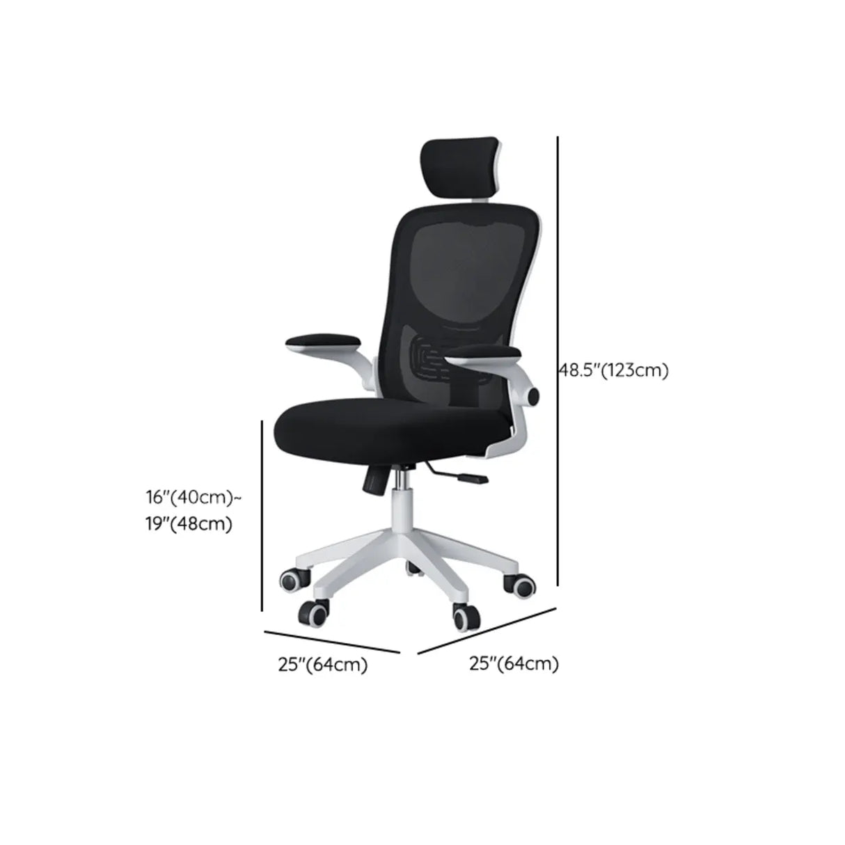 Adjustable Black Ergonomic Swivel Office Chair with Headrest 