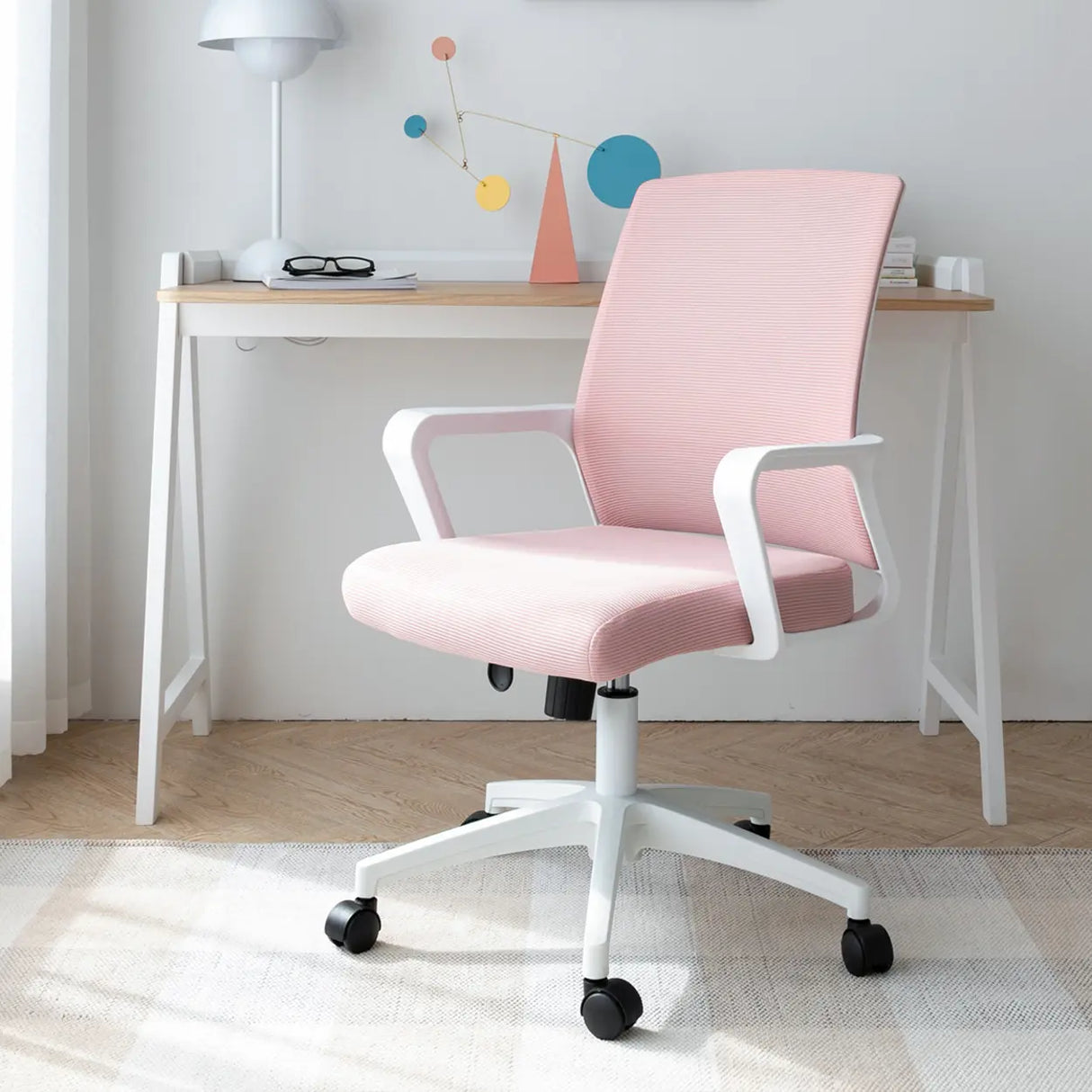 Adjustable Blue Fixed Arms Ergonomic Mesh Office Chair Image - 2
