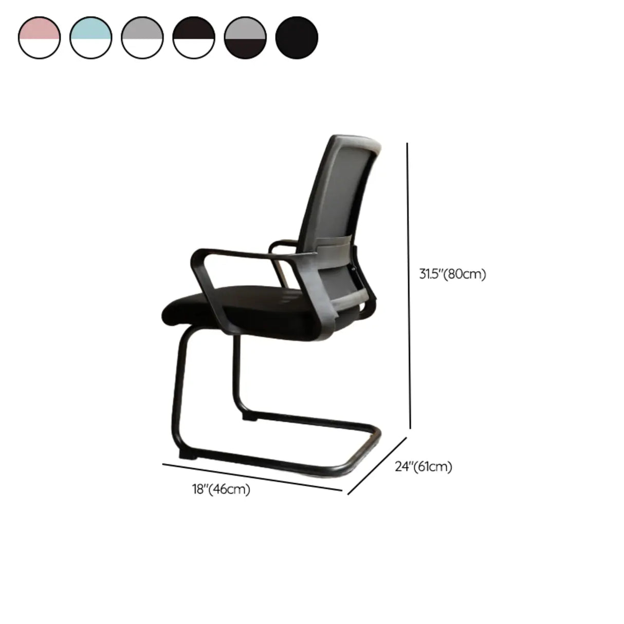 Adjustable Blue Fixed Arms Ergonomic Mesh Office Chair Image - 21