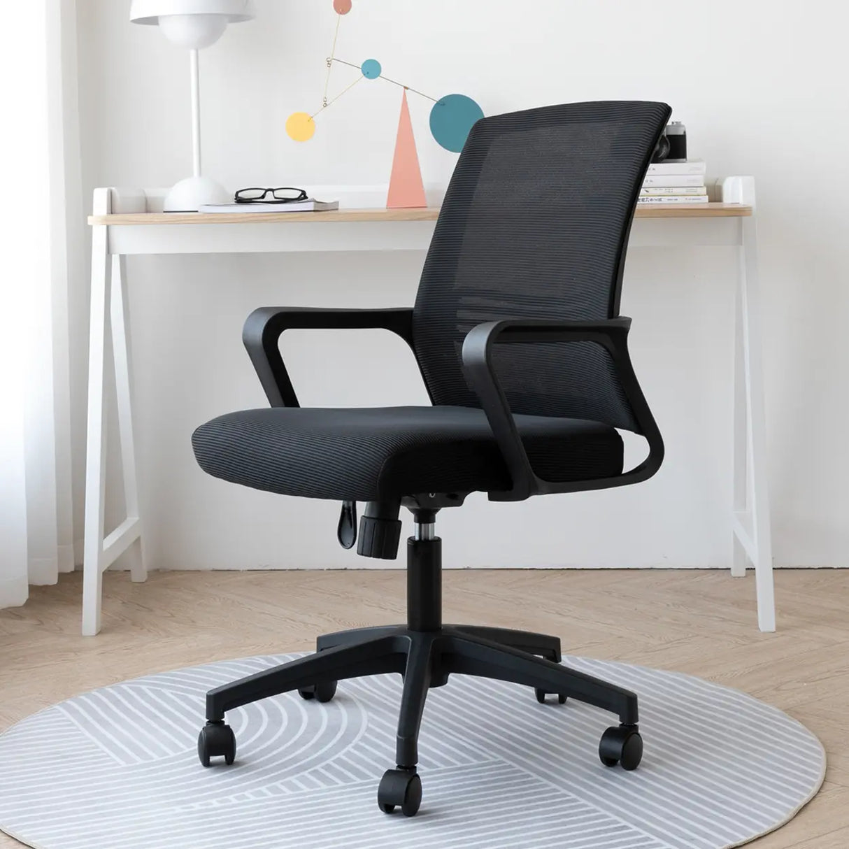 Adjustable Blue Fixed Arms Ergonomic Mesh Office Chair Image - 10
